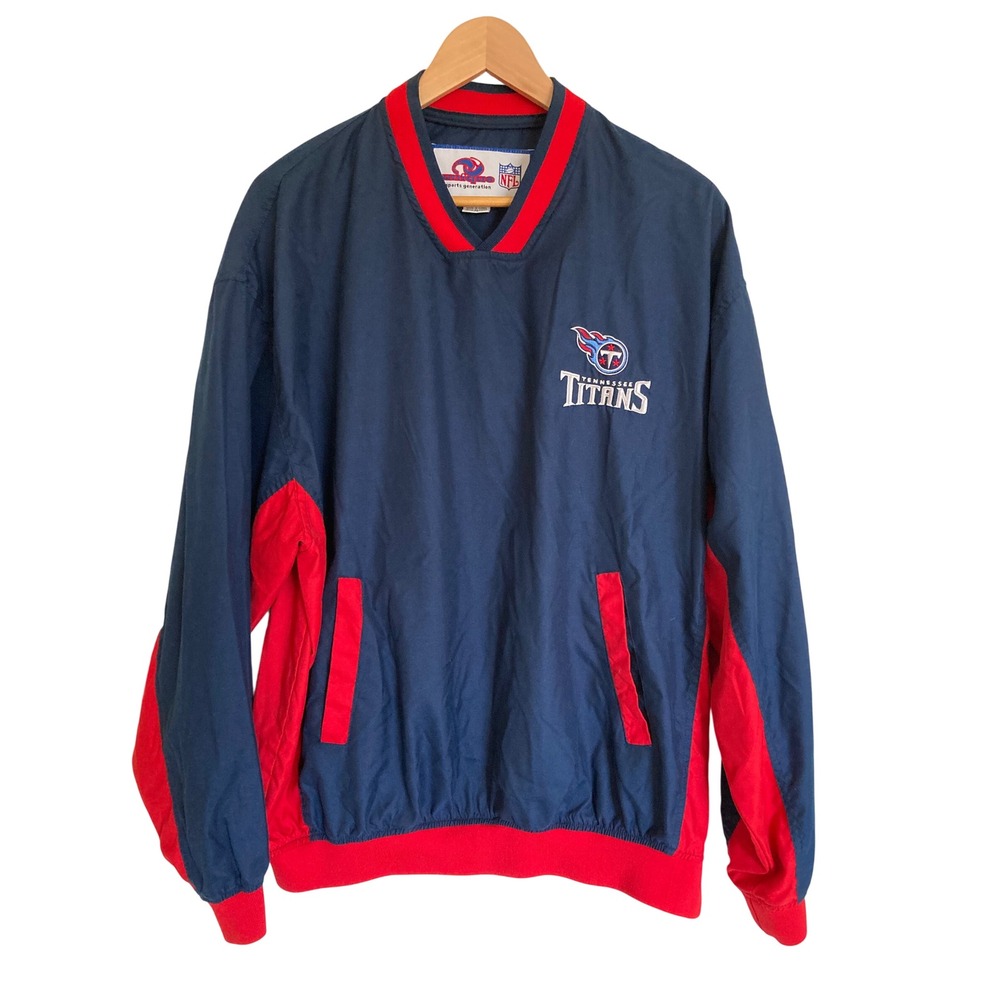 Vintage Tennessee Titans NFL Windbreaker Unique Sports Generation Navy Red Large